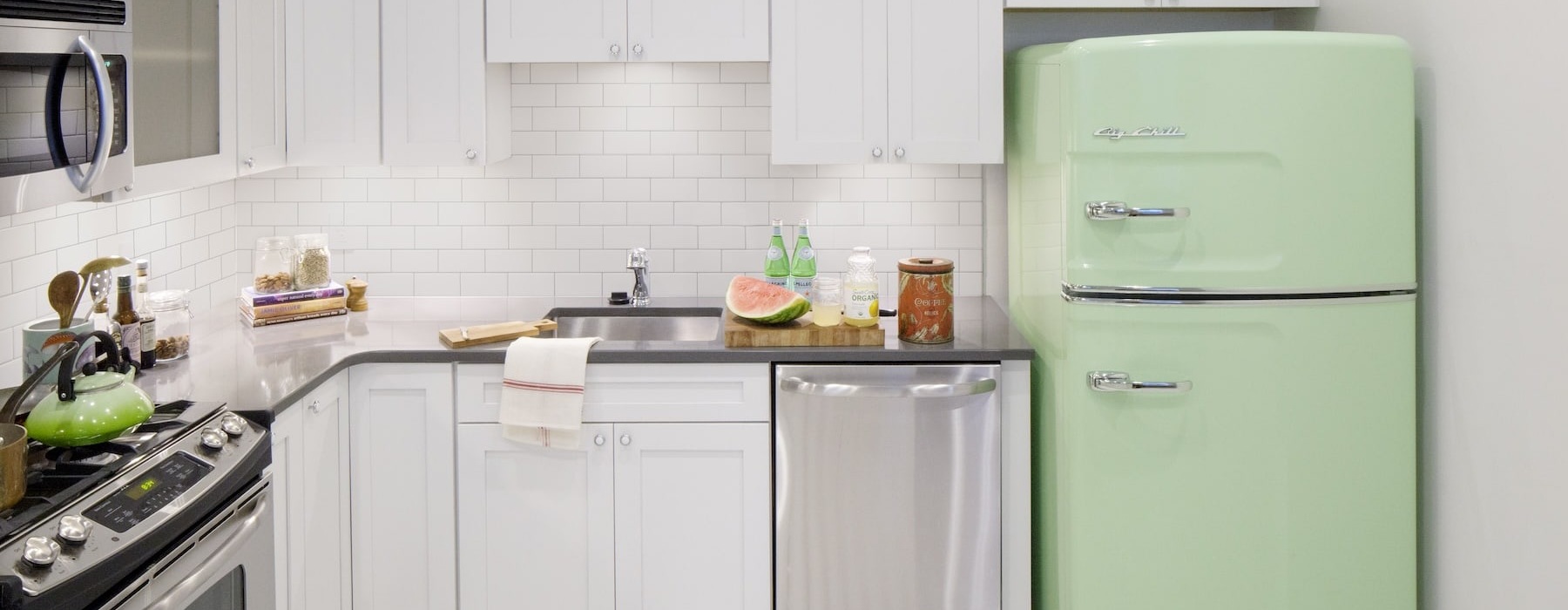 kitchen with bright lighting and ample counter space